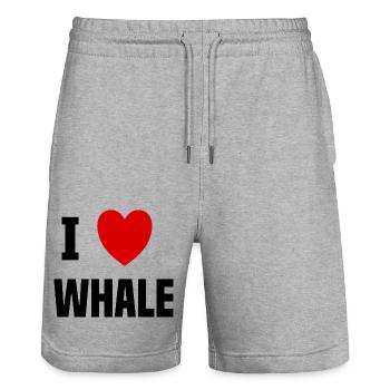 I love Whale - Short de jogging bio TRAINER Stanley/Stella unisexe - gris chiné - Devant - Nik (191cm) & Marisol (170cm)
