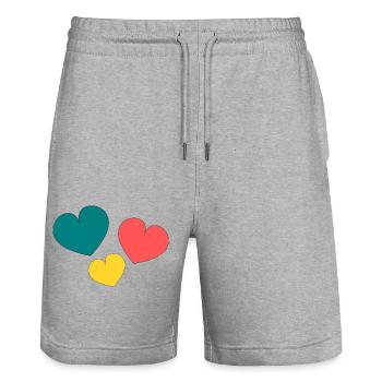 PAAR. ICH HABE GERADE GEHEIRATET. Junggesellinnenabschied. VALENTINSTAG. LIEBE. - Stanley/Stella Unisex Bio Joggingshorts Trainer  - Grau meliert - Vorne - Nik (191cm) & Marisol (170cm)