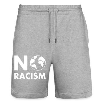 No racism - Stanley/Stella Unisex Bio Joggingshorts Trainer  - Grau meliert - Vorne - Nik (191cm) & Marisol (170cm)