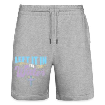 Left It In The Water Christian Religious Baptism - Stanley/Stella Trainer Unisex Organic Jogging Shorts - heather grey - Front - Nik (191cm) & Marisol (170cm)