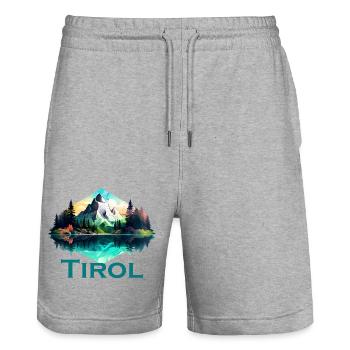 Le Tyrol avec ses montagnes, la fidélité des Alpes à la province du Tyrol - Short de jogging bio TRAINER Stanley/Stella unisexe - gris chiné - Devant - Nik (191cm) & Marisol (170cm)