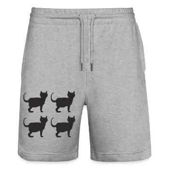 Black Cats 4ply - Stanley/Stella Trainer Unisex Organic Jogging Shorts - heather grey - Front - Nik (191cm) & Marisol (170cm)