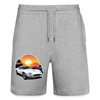 Oldtimer Sonnenuntergang - Stanley/Stella Unisex Bio Joggingshorts Trainer  - Grau meliert - Vorne - Nik (191cm) & Marisol (170cm)