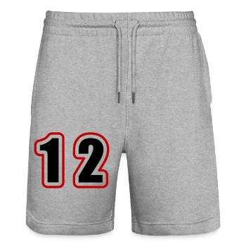 12 Zahl College - Stanley/Stella Unisex Bio Joggingshorts Trainer  - Grau meliert - Vorne - Nik (191cm) & Marisol (170cm)