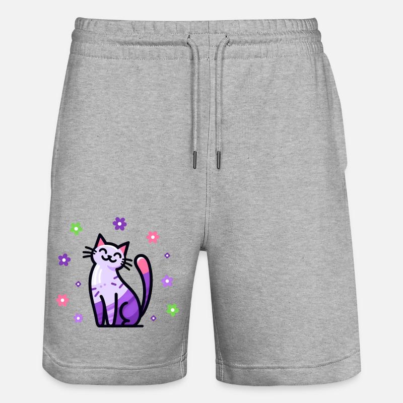 Chat heureux - Short de jogging bio TRAINER Stanley/Stella unisexe - gris chiné