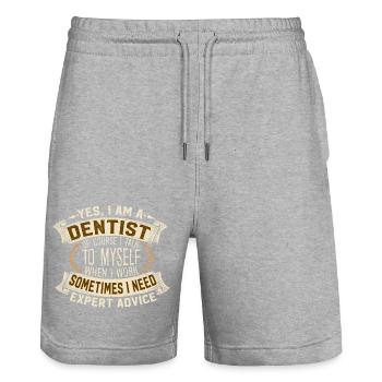 Yes I Am A Dentist Self Talk Expert Advice - Stanley/Stella Trainer Unisex Organic Jogging Shorts - heather grey - Front - Nik (191cm) & Marisol (170cm)