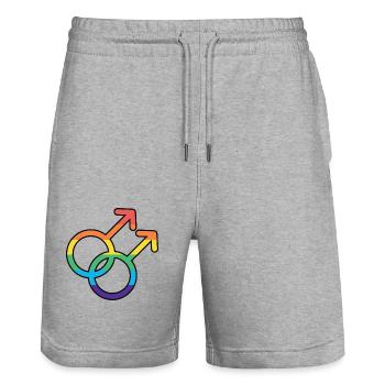 Gay Pride - Stanley/Stella Unisex Bio Joggingshorts Trainer  - Grau meliert - Vorne - Nik (191cm) & Marisol (170cm)