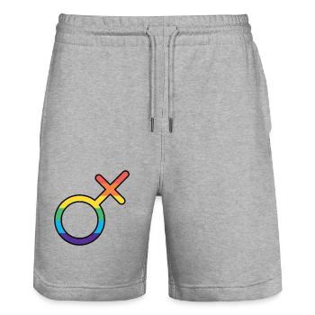 Trans Male Pride - Stanley/Stella Unisex Bio Joggingshorts Trainer  - Grau meliert - Vorne - Nik (191cm) & Marisol (170cm)
