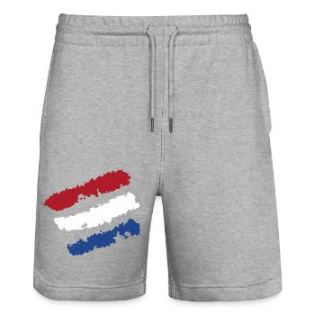 Niederlande Flagge - Logo - Stanley/Stella Unisex Bio Joggingshorts Trainer  - Grau meliert - Vorne - Nik (191cm) & Marisol (170cm)