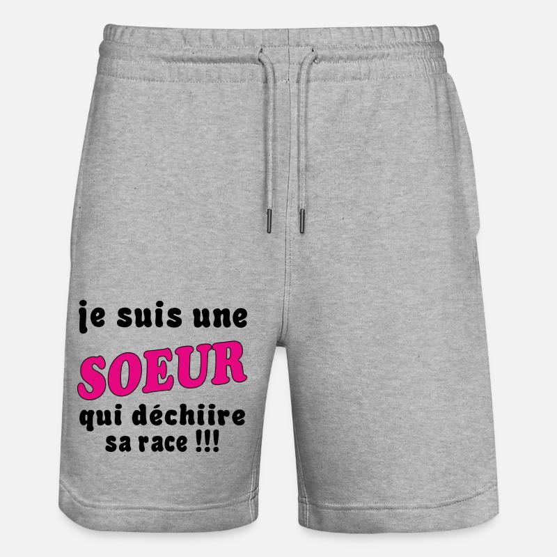 Je suis une SOEUR... - Short de jogging bio TRAINER Stanley/Stella unisexe - gris chiné