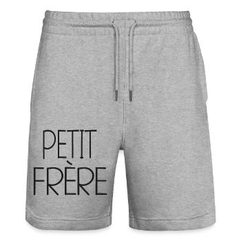 Kleiner Bruder - fragin - Stanley/Stella Unisex Bio Joggingshorts Trainer  - Grau meliert - Vorne - Nik (191cm) & Marisol (170cm)
