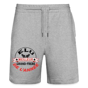Elu meilleur GRAND FRERE de l'année - Short de jogging bio TRAINER Stanley/Stella unisexe - gris chiné - Devant - Nik (191cm) & Marisol (170cm)