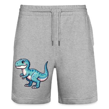 Kawaii Cute T-Rex - Stanley/Stella Trainer Unisex Organic Jogging Shorts - heather grey - Front - Nik (191cm) & Marisol (170cm)