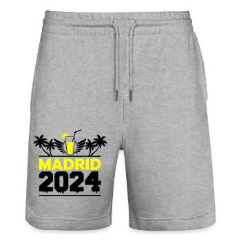 Madrid 2024 - Short de jogging bio TRAINER Stanley/Stella unisexe - gris chiné - Devant - Nik (191cm) & Marisol (170cm)