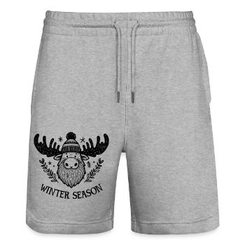 Elch "Winter Season" - Stanley/Stella Unisex Bio Joggingshorts Trainer  - Grau meliert - Vorne - Nik (191cm) & Marisol (170cm)