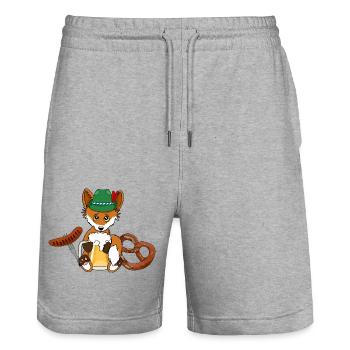 Fuchs Bier Bratwurst Brezel Bayern Fest Oktober - Stanley/Stella Unisex Bio Joggingshorts Trainer  - Grau meliert - Vorne - Nik (191cm) & Marisol (170cm)