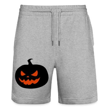 Citrouille effrayante Halloween - Short de jogging bio TRAINER Stanley/Stella unisexe - gris chiné - Devant - Nik (191cm) & Marisol (170cm)