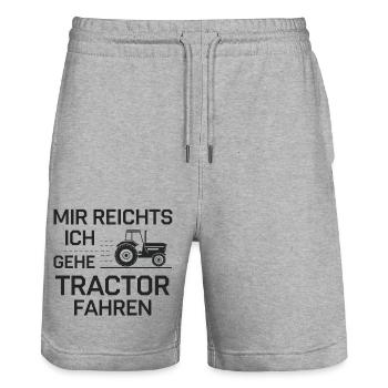 Mir Reichts Ich Gehe Traktor Fahren - Stanley/Stella Unisex Bio Joggingshorts Trainer  - Grau meliert - Vorne - Nik (191cm) & Marisol (170cm)