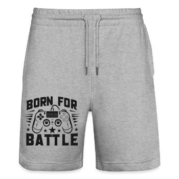 Né pour le combat - Short de jogging bio TRAINER Stanley/Stella unisexe - gris chiné - Devant - Nik (191cm) & Marisol (170cm)