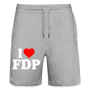 I love fdp - Stanley/Stella Unisex Bio Joggingshorts Trainer  - Grau meliert - Vorne - Nik (191cm) & Marisol (170cm)