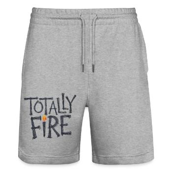 Totalement Feu - Short de jogging bio TRAINER Stanley/Stella unisexe - gris chiné - Devant - Nik (191cm) & Marisol (170cm)