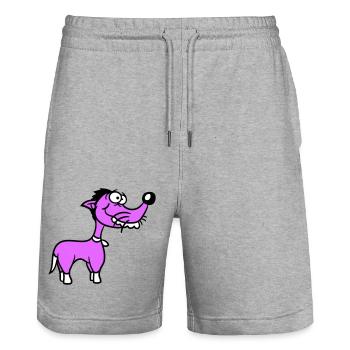 Dog Stands Stupid Guy Funny Stupid Crazy Funny - Stanley/Stella Trainer Unisex Organic Jogging Shorts - heather grey - Front - Nik (191cm) & Marisol (170cm)