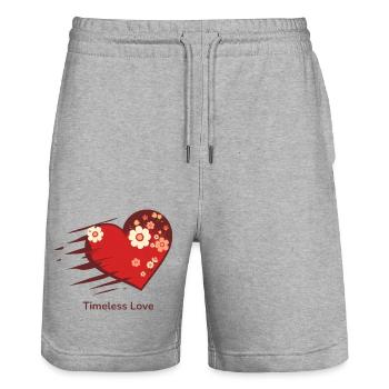 L’amour intemporel - Short de jogging bio TRAINER Stanley/Stella unisexe - gris chiné - Devant - Nik (191cm) & Marisol (170cm)