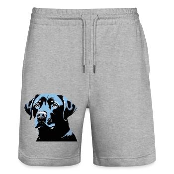 Labrador Retriever Head - Pet Dog Sticker - Stanley/Stella Trainer Unisex Organic Jogging Shorts - heather grey - Front - Nik (191cm) & Marisol (170cm)