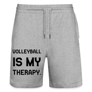 Volleyball is my therapy - Stanley/Stella Trainer Unisex Organic Jogging Shorts - heather grey - Front - Nik (191cm) & Marisol (170cm)