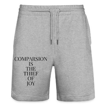 Comparsion Is The Thief Of Joy - Stanley/Stella Unisex Bio Joggingshorts Trainer  - Grau meliert - Vorne - Nik (191cm) & Marisol (170cm)