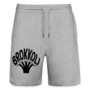Brokkoli - Logo de bande dessinée vintage cool - Short de jogging bio TRAINER Stanley/Stella unisexe - gris chiné - Devant - Nik (191cm) & Marisol (170cm)