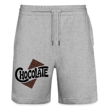 Chocolate - Cool Sweets Logo - Stanley/Stella Trainer Unisex Organic Jogging Shorts - heather grey - Front - Nik (191cm) & Marisol (170cm)