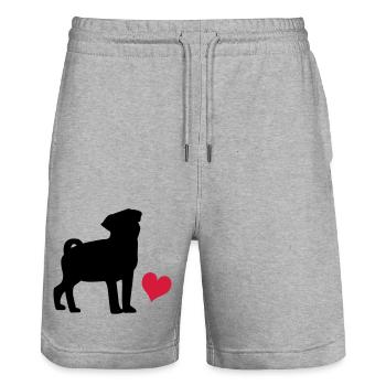 pug - Stanley/Stella Trainer Unisex Organic Jogging Shorts - heather grey - Front - Nik (191cm) & Marisol (170cm)