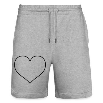 herz - Stanley/Stella Unisex Bio Joggingshorts Trainer  - Grau meliert - Vorne - Nik (191cm) & Marisol (170cm)
