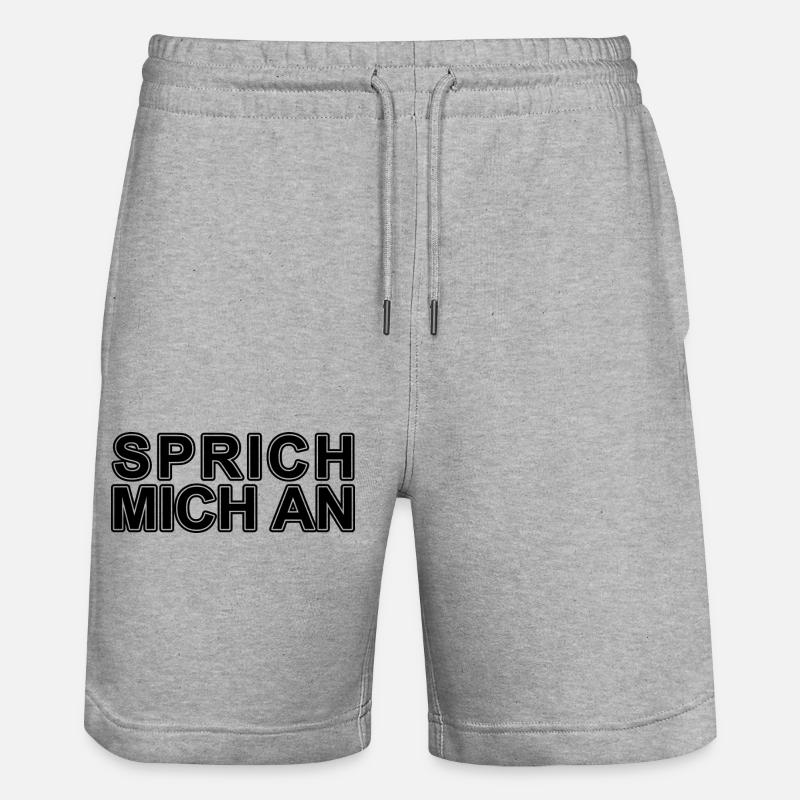 Sprich mich an Spruch Party - Stanley/Stella Unisex Bio Joggingshorts Trainer  - Grau meliert