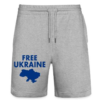 Free ukraine - Short de jogging bio TRAINER Stanley/Stella unisexe - gris chiné - Devant - Nik (191cm) & Marisol (170cm)