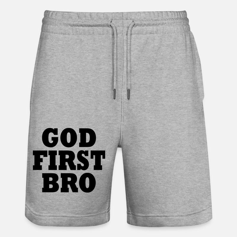 God first bro - Short de jogging bio TRAINER Stanley/Stella unisexe - gris chiné