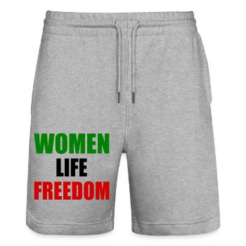 Women life freedom - Stanley/Stella Unisex Bio Joggingshorts Trainer  - Grau meliert - Vorne - Nik (191cm) & Marisol (170cm)