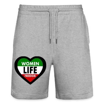Women life freedom - Stanley/Stella Unisex Bio Joggingshorts Trainer  - Grau meliert - Vorne - Nik (191cm) & Marisol (170cm)