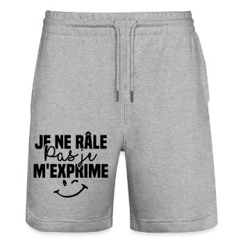 Je ne râle pas je m'exprime - Short de jogging bio TRAINER Stanley/Stella unisexe - gris chiné - Devant - Nik (191cm) & Marisol (170cm)