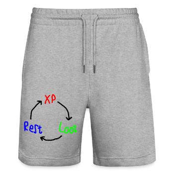 Le triangle sacré du bonheur - Short de jogging bio TRAINER Stanley/Stella unisexe - gris chiné - Devant - Nik (191cm) & Marisol (170cm)