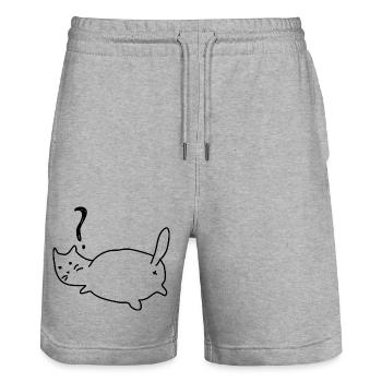 Chat, Chats, Animal de compagnie - Short de jogging bio TRAINER Stanley/Stella unisexe - gris chiné - Devant - Nik (191cm) & Marisol (170cm)