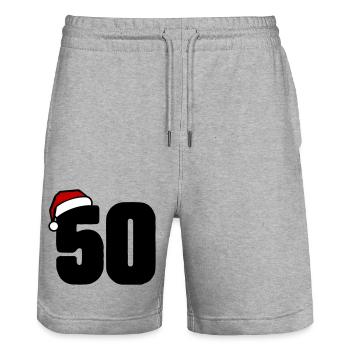 50 Numéro de Noël - Short de jogging bio TRAINER Stanley/Stella unisexe - gris chiné - Devant - Nik (191cm) & Marisol (170cm)