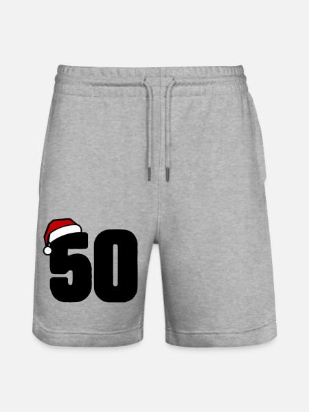 50 Number Christmas - Stanley/Stella Trainer Unisex Organic Jogging Shorts - heather grey