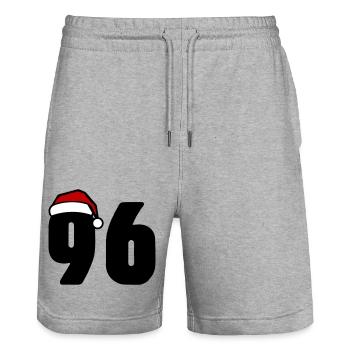 96 Numéro Noël - Short de jogging bio TRAINER Stanley/Stella unisexe - gris chiné - Devant - Nik (191cm) & Marisol (170cm)