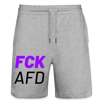 fck and - Stanley/Stella Trainer Unisex Organic Jogging Shorts - heather grey - Front - Nik (191cm) & Marisol (170cm)