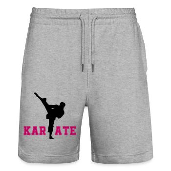 karaté - Short de jogging bio TRAINER Stanley/Stella unisexe - gris chiné - Devant - Nik (191cm) & Marisol (170cm)