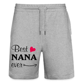 Best nana ever - Stanley/Stella Trainer Unisex Organic Jogging Shorts - heather grey - Front - Nik (191cm) & Marisol (170cm)