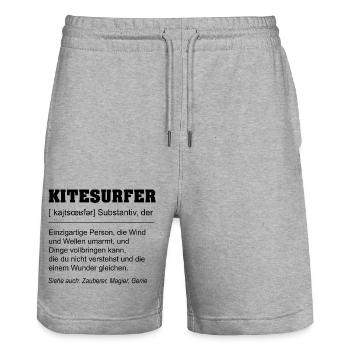 Kitesurfer Definition - Stanley/Stella Unisex Bio Joggingshorts Trainer  - Grau meliert - Vorne - Nik (191cm) & Marisol (170cm)