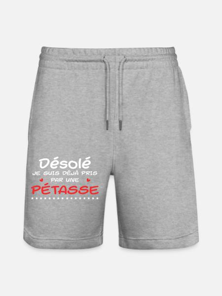 Sorry dat ik al genomen ben door een teef - Stanley/Stella uniseks bio-joggingshorts Mover  - grijs gemêleerd